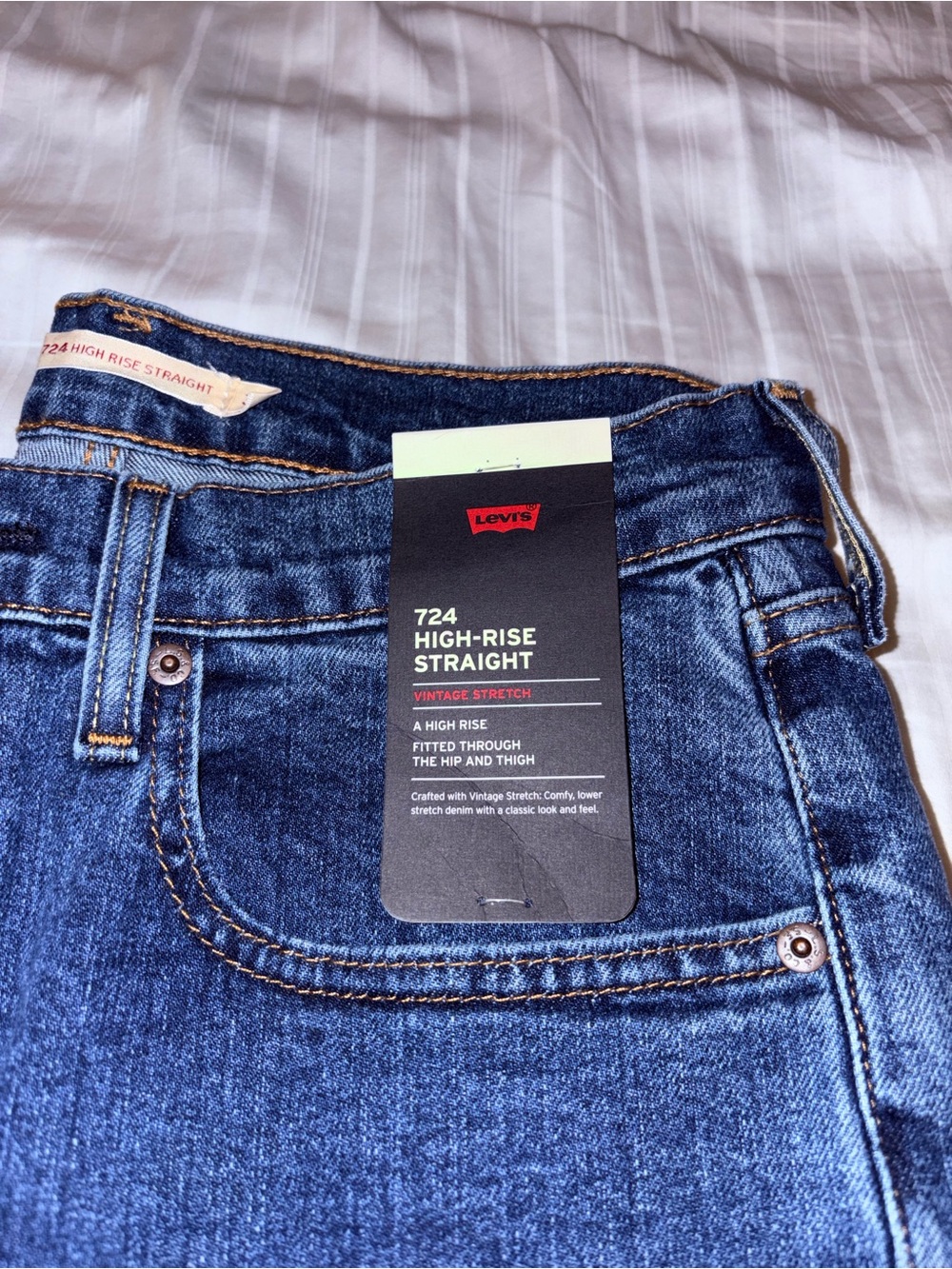NWT Levi's 724 High-Rise Straight Jeans - Dark Blue Denim